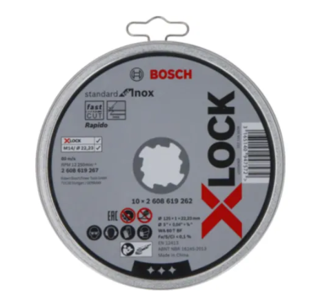BOSCH CUTTING DISC X-LOCK EXPERT FOR INOX STRAIGHT 125 X 1 X22.23 10PC